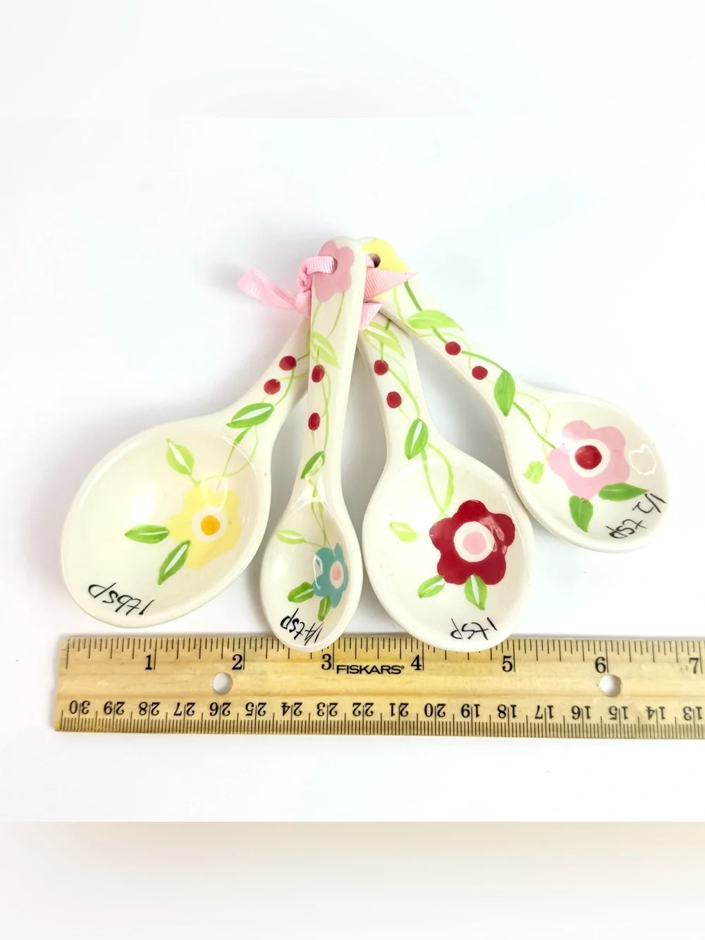 Springtime Flowers Hand Painted Ceramic Measuring Spoons
